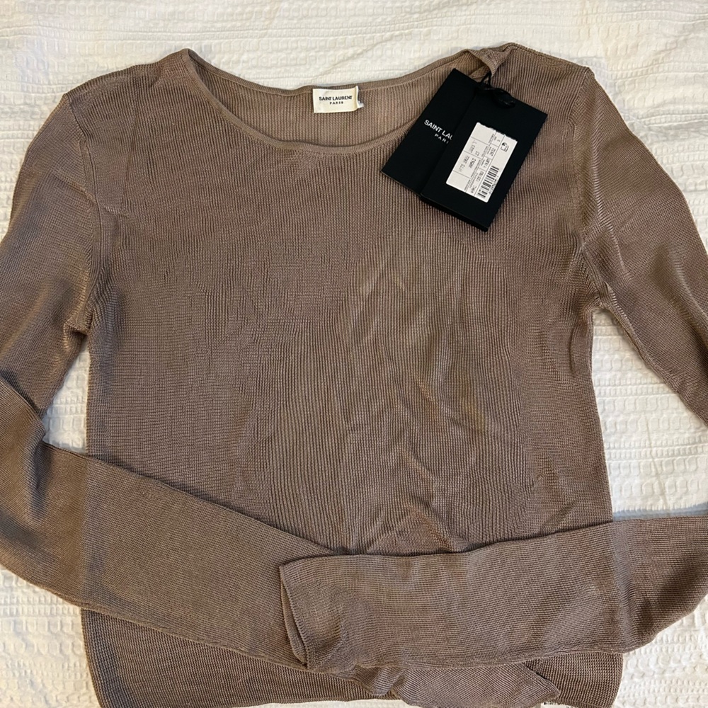 Saint Laurent Tan Mesh Sweater